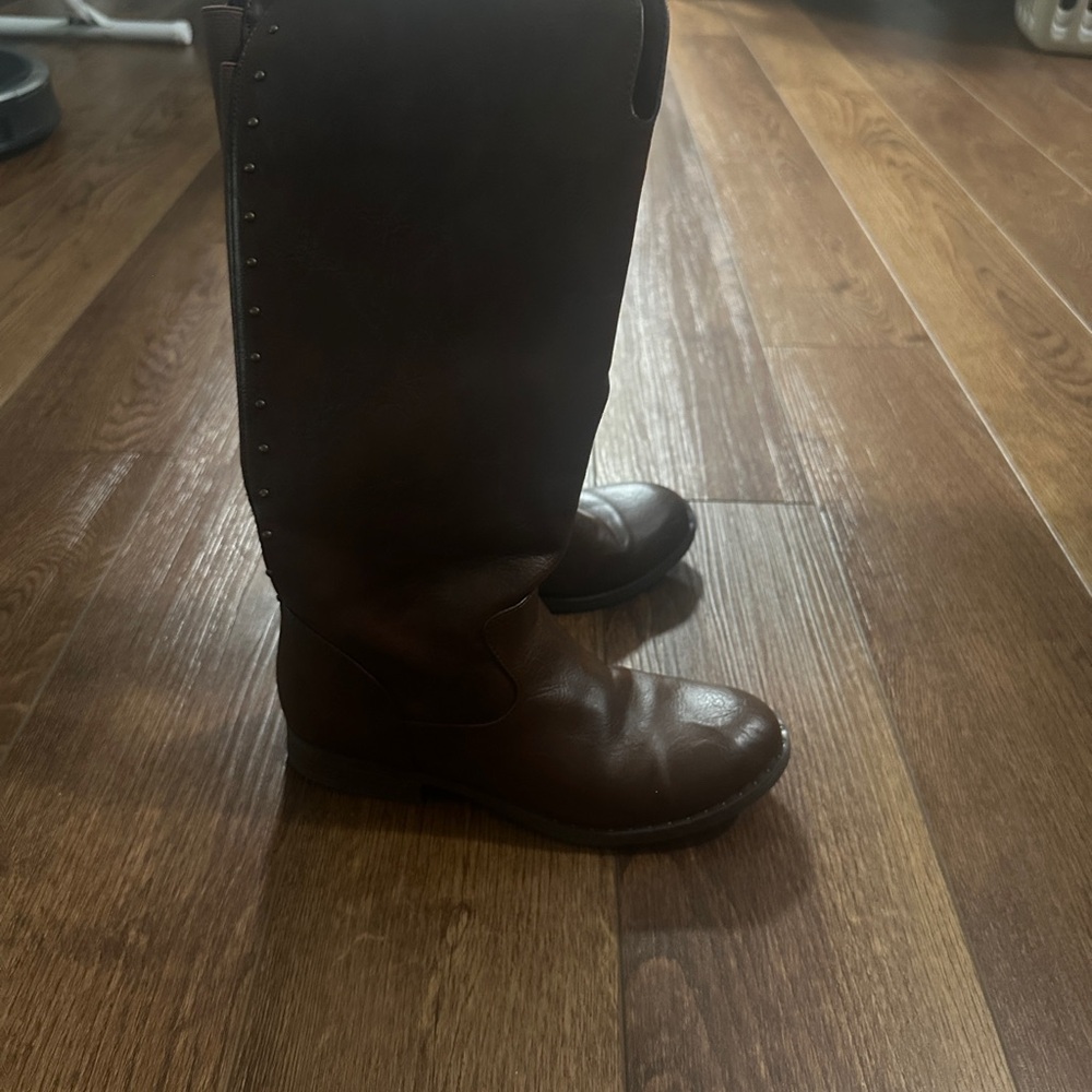 Girls Brown Leather Boots